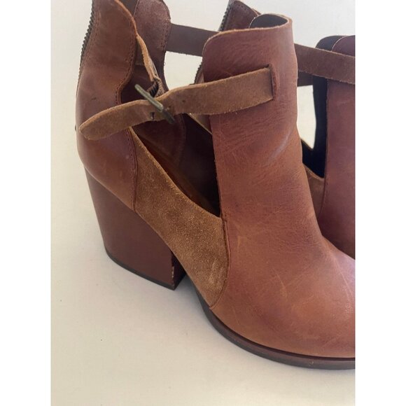 Korks Stella Leather Suede Peeptoe Ankle Booties Boots Sandals Womens 8.5 Heels - Picture 3 of 10